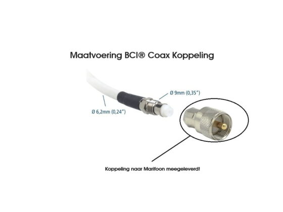 <b>BTN® 1500+C </b> <br>Kantelbare VHF Marifoon Antenne <br><b>150cm</b>