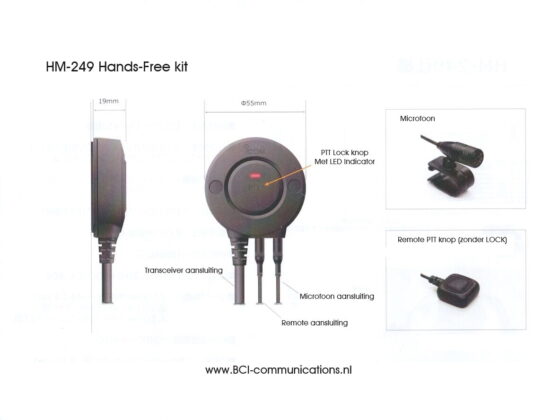 <b>ICOM HM-249 </b> <br> Hands-Free Kit <br> <b> 8Pin RJ-45 </b>