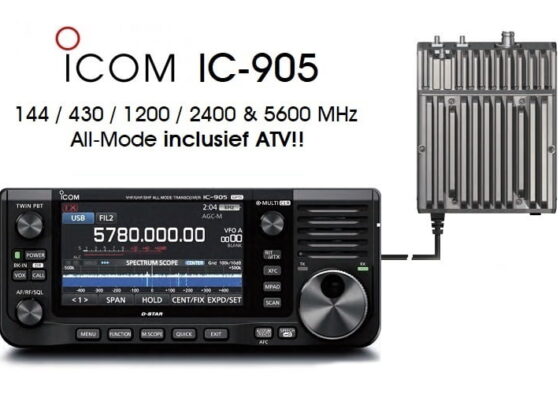 <b>ICOM IC-905 <br>In VOORRAAD! </b> <br> 144 / 430 / 1200 / 2400 / 5600 & (optioneel) 10GHz<br> <b> All-Mode & FM-Televisie!</b>